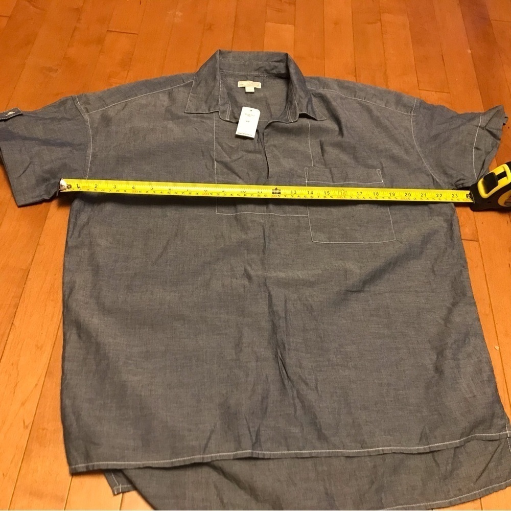 Womens Gap Size Small Soft Cotton Blue Tunic Top with Pockets Oversized Boxy EUC